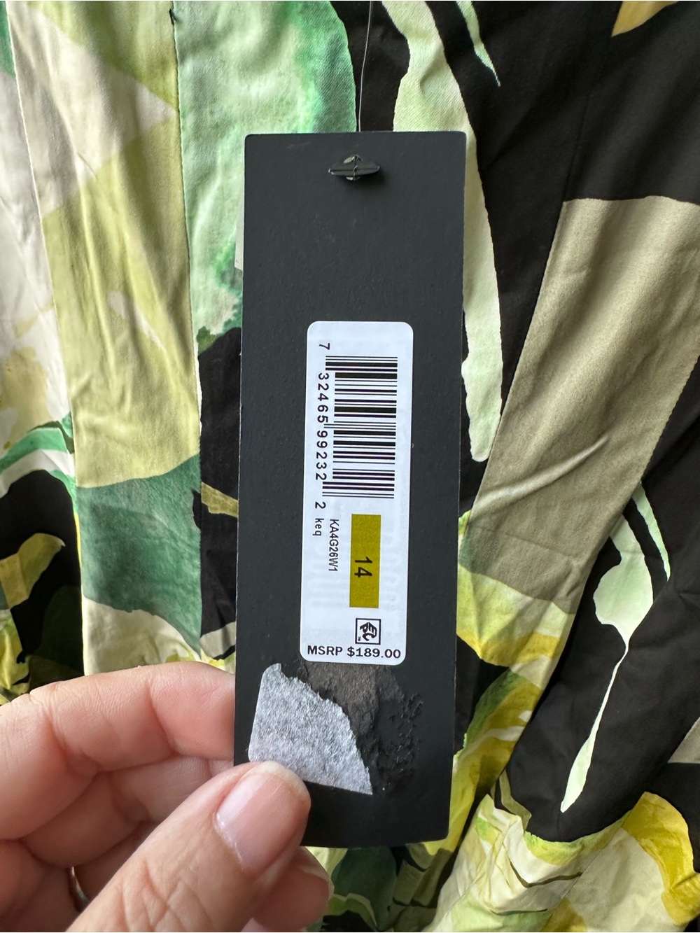 Donna Karan Green and Yellow Abstract Midi Dress - Picture 6 of 6
